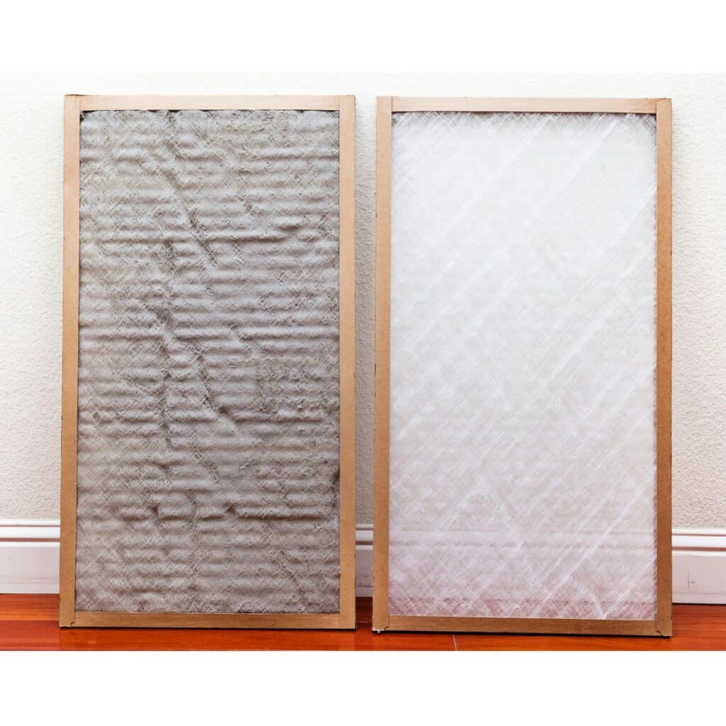 Dirty air filter and clean air filter