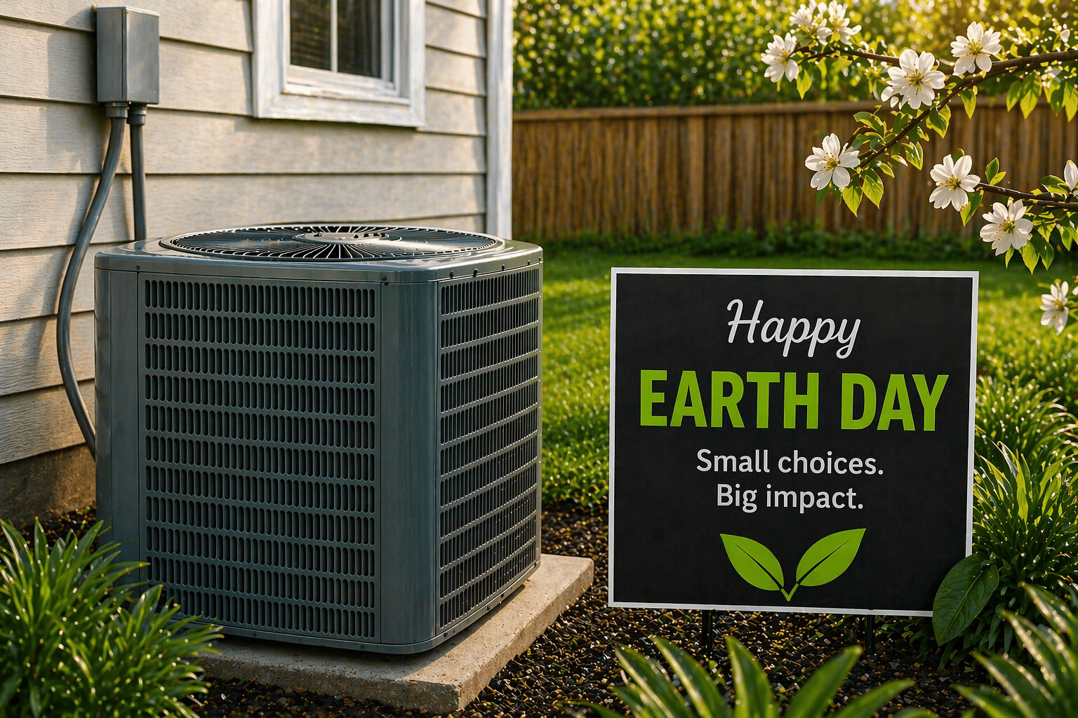 Earth Day photo of AC in backyard